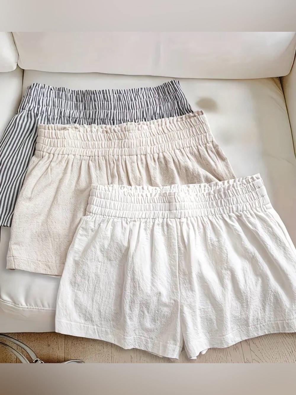 Elegant Lady'S Casual Elastic Waist Shorts Three-Piece Set